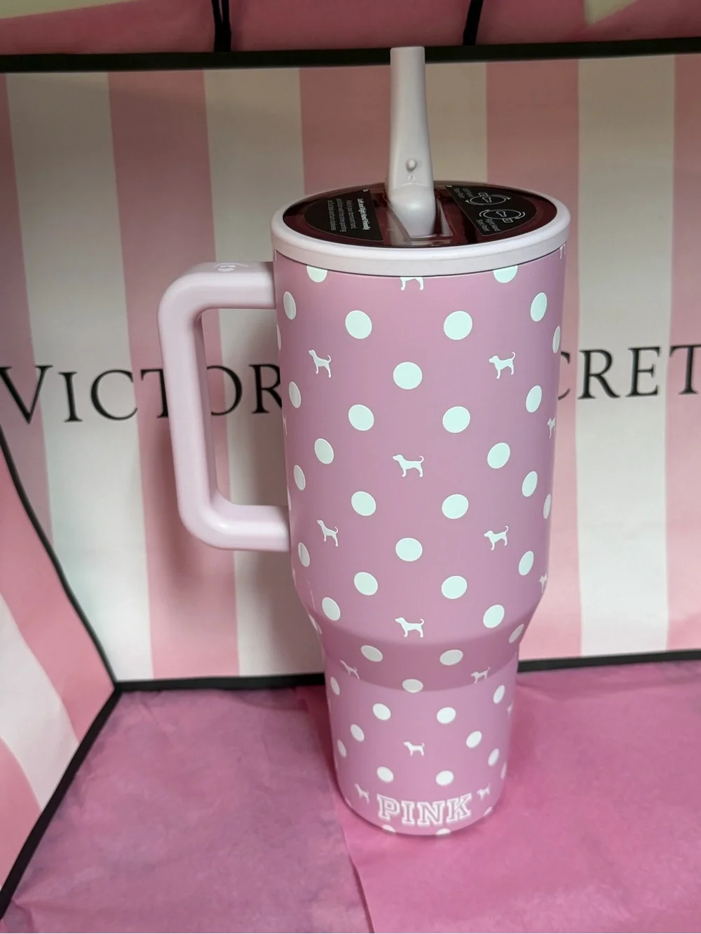 Victoria's Secret PINK x Hydrojug  POLKA DOT PUPPY dog print VIRAL tumbler 40oz